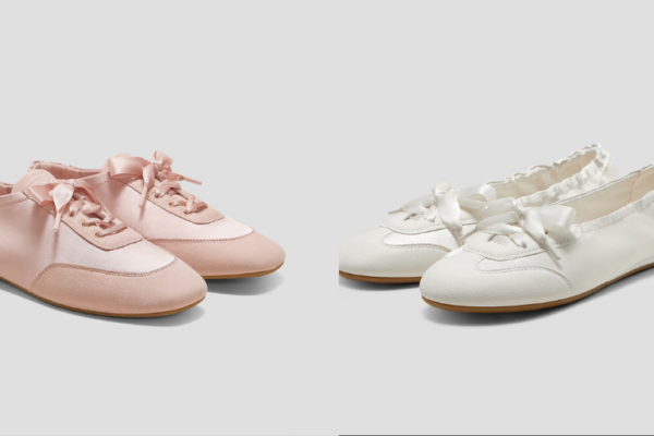 Pink and white Ballet Sneakers next to each other