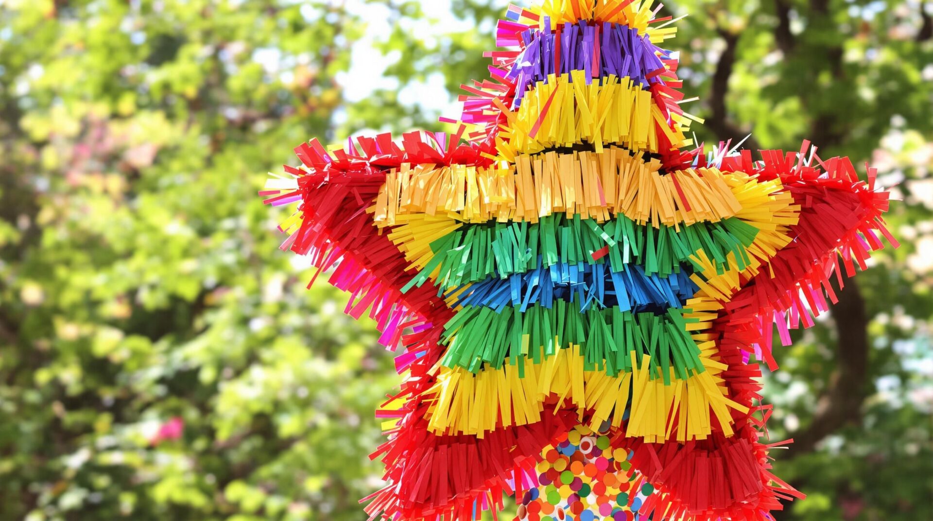 Colorful piñata in the shape of a star.