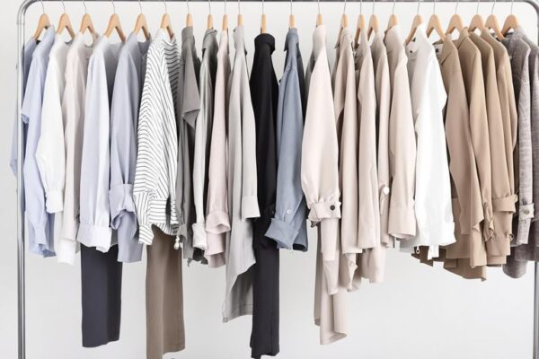 How to Start a Capsule Wardrobe on a Budget Minimal clothing rack with neutral, versatile wardrobe pieces