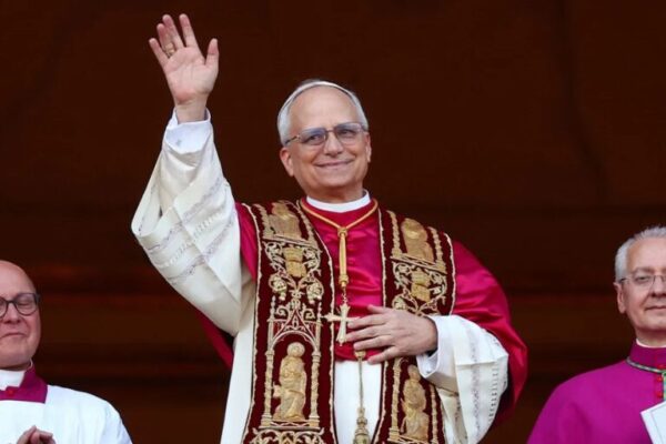 New Pope Leo XIV waving