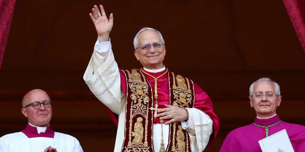 New Pope Leo XIV waving