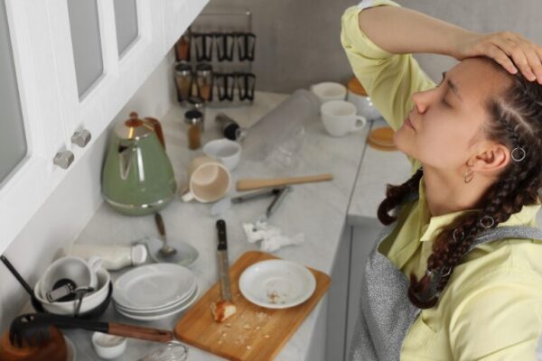 How to Declutter Your Home Without Getting Overwhelmed Woman stressed out about messy house