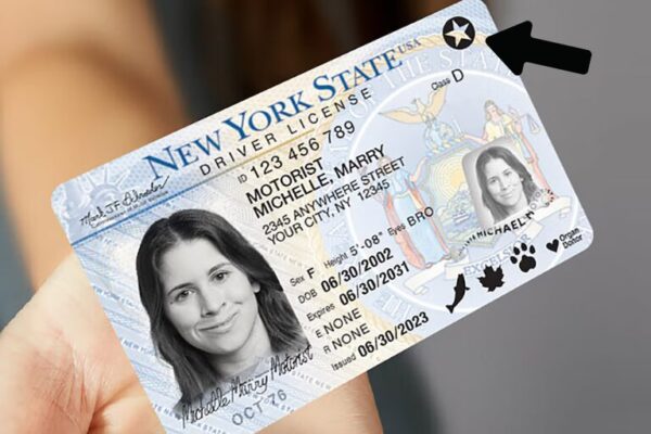 Arrow showing Real ID Symbol