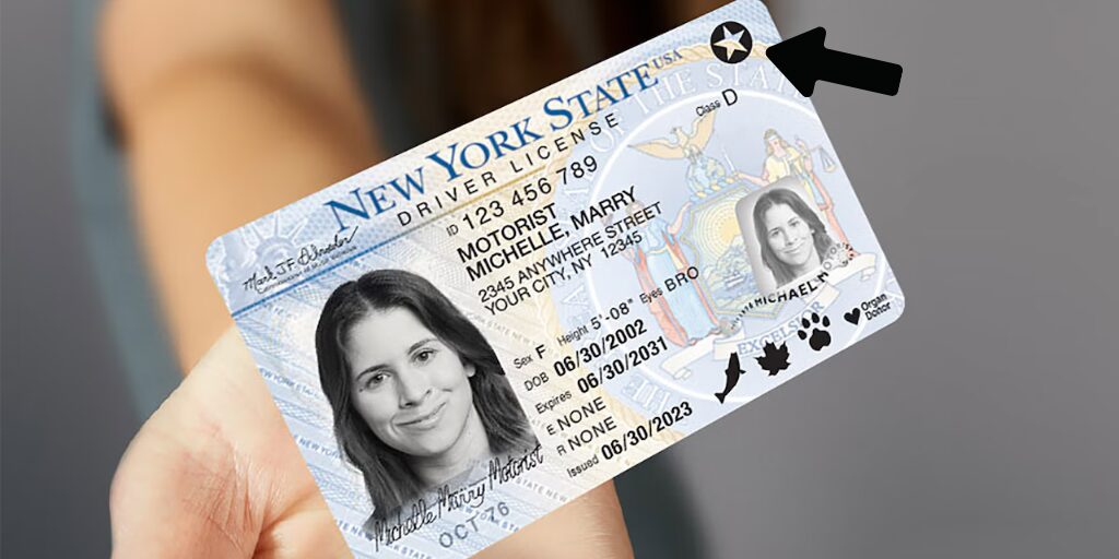 Arrow showing Real ID Symbol
