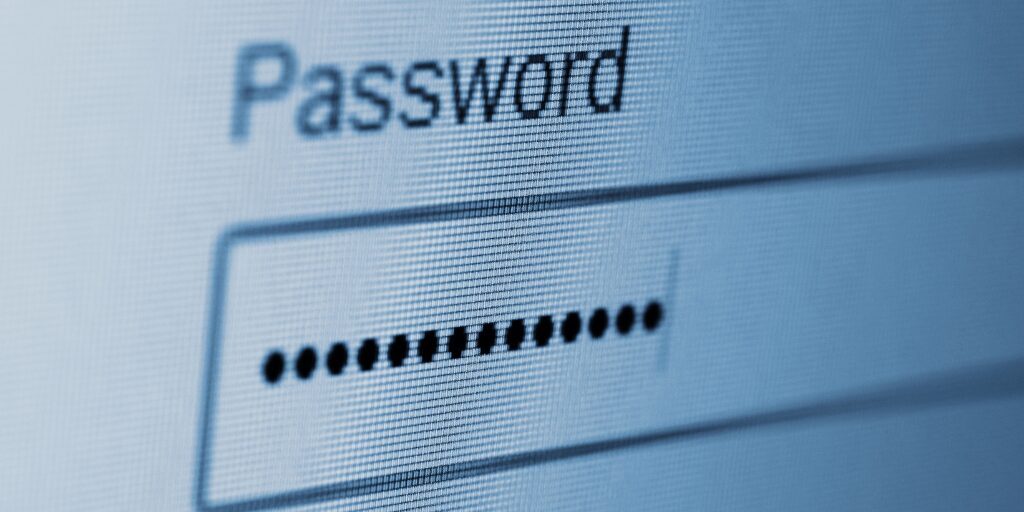 Password typed on computer screen