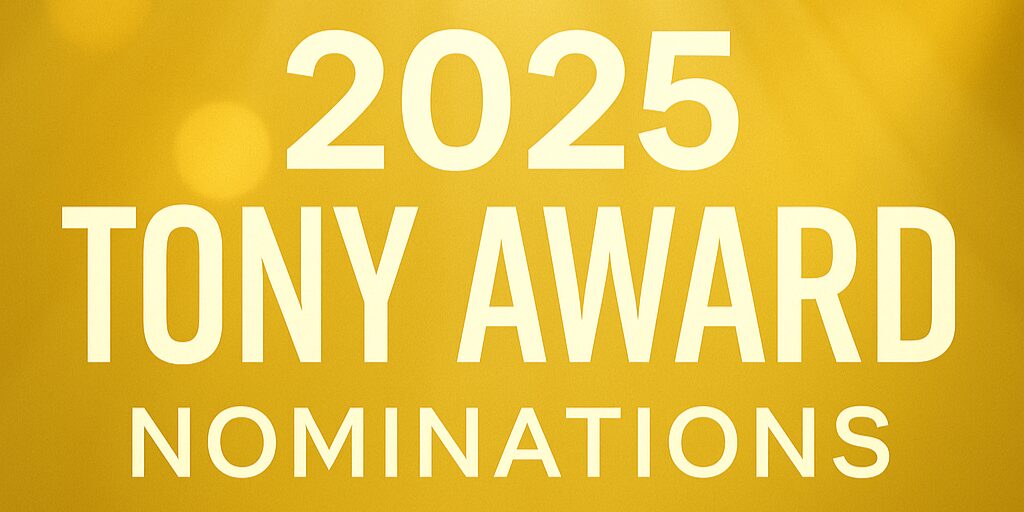 Tony Awards 2025 Nominees logo in gold.